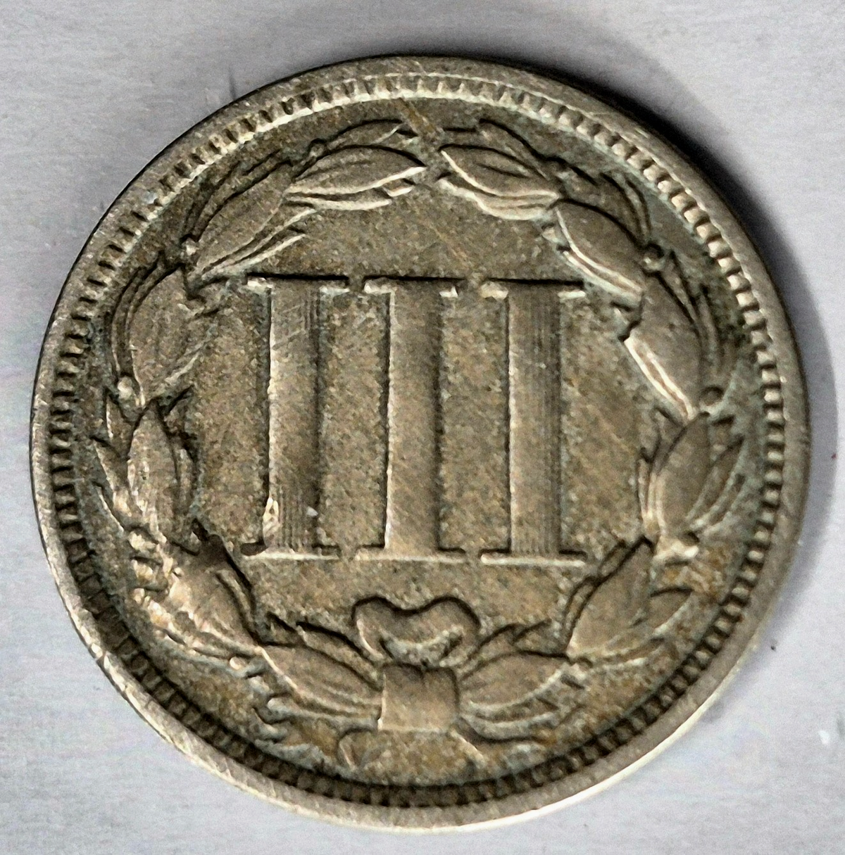 1868 3 Cent Nickel Very Fine Features Full Liberty Partial Pillars US 3C
