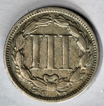 1868 3 Cent Nickel Very Fine Features Full Liberty Partial Pillars US 3C
