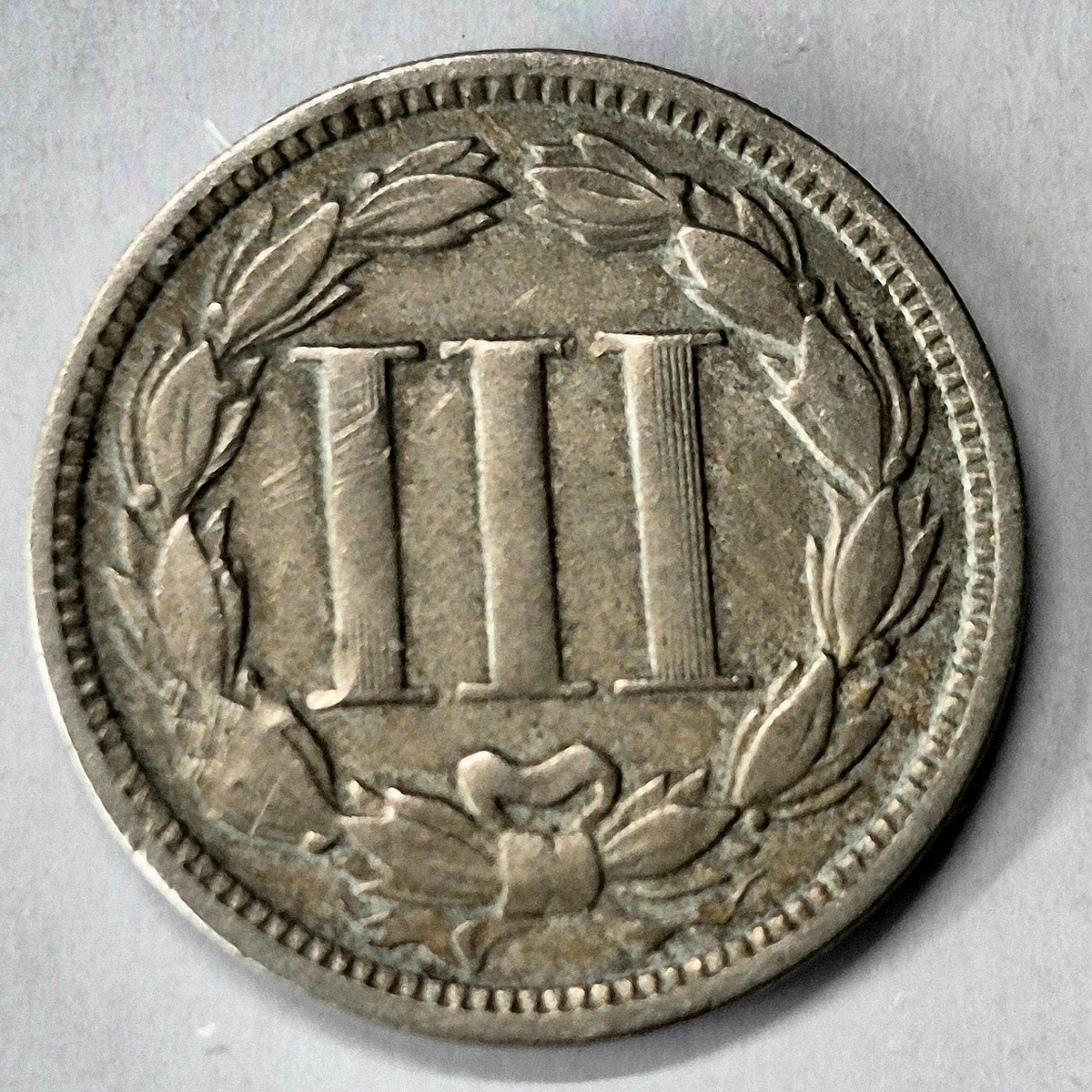 1868 3 Cent Nickel Very Fine Features Full Liberty Partial Pillars US 3C