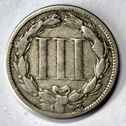 1868 3 Cent Nickel Very Fine Features Full Liberty Partial Pillars US 3C