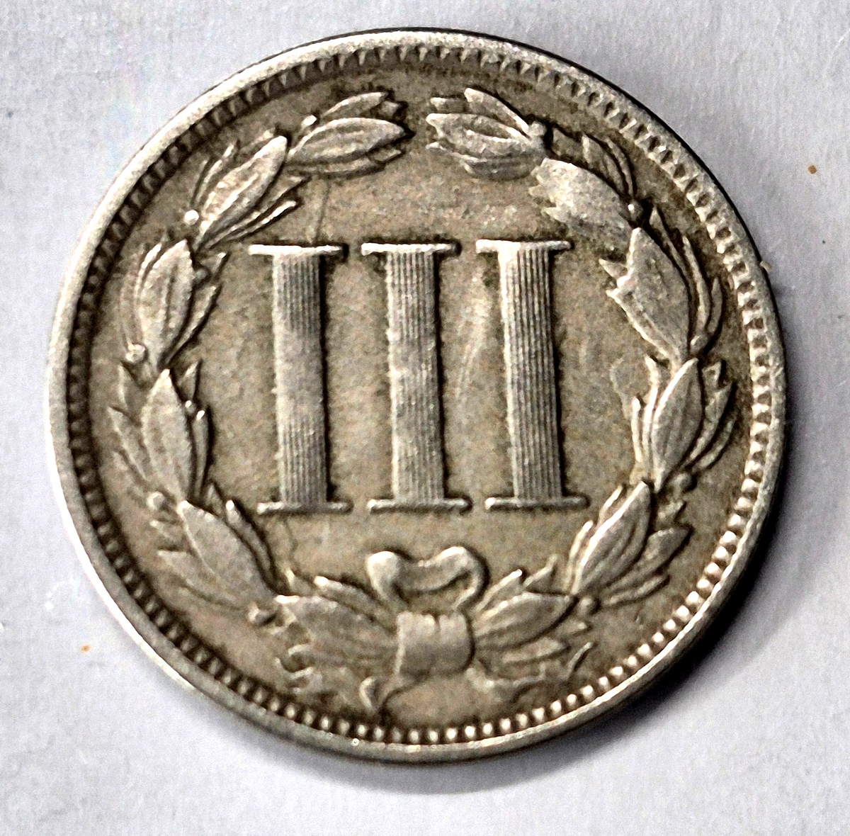 1868 3 Cent Nickel Very Fine Features Full Liberty Partial Pillars US 3C