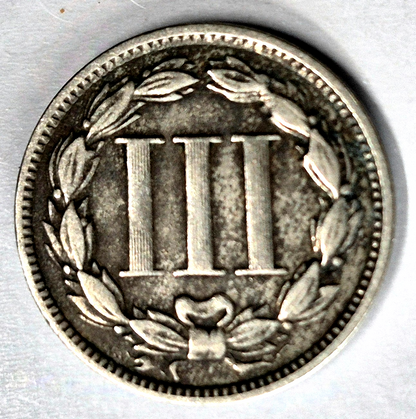 1868 3 Cent Nickel Very Fine Features Full Liberty Partial Pillars US 3C