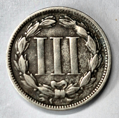 1868 3 Cent Nickel Very Fine Features Full Liberty Partial Pillars US 3C