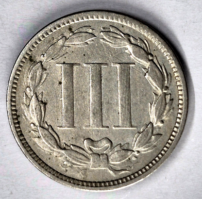 1868 3 Cent Nickel Extra Fine Features Full Liberty Partial Pillars US 3C