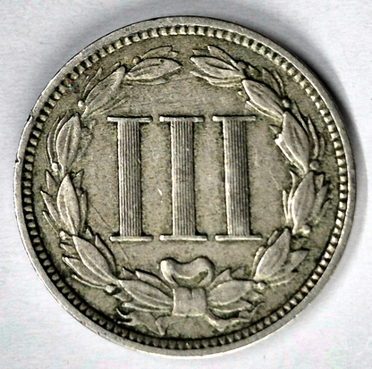 1868 3 Cent Nickel Extra Fine Features Full Liberty Partial Pillars US 3C