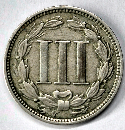 1868 3 Cent Nickel Extra Fine Features Full Liberty Partial Pillars US 3C