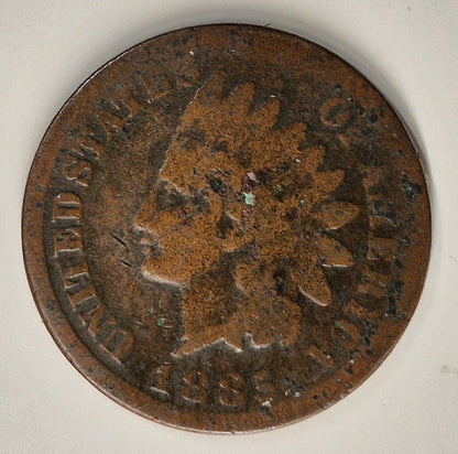 1885 Indian Head Cent Penny G-VG Features, Better Date, Coin Shown 1C