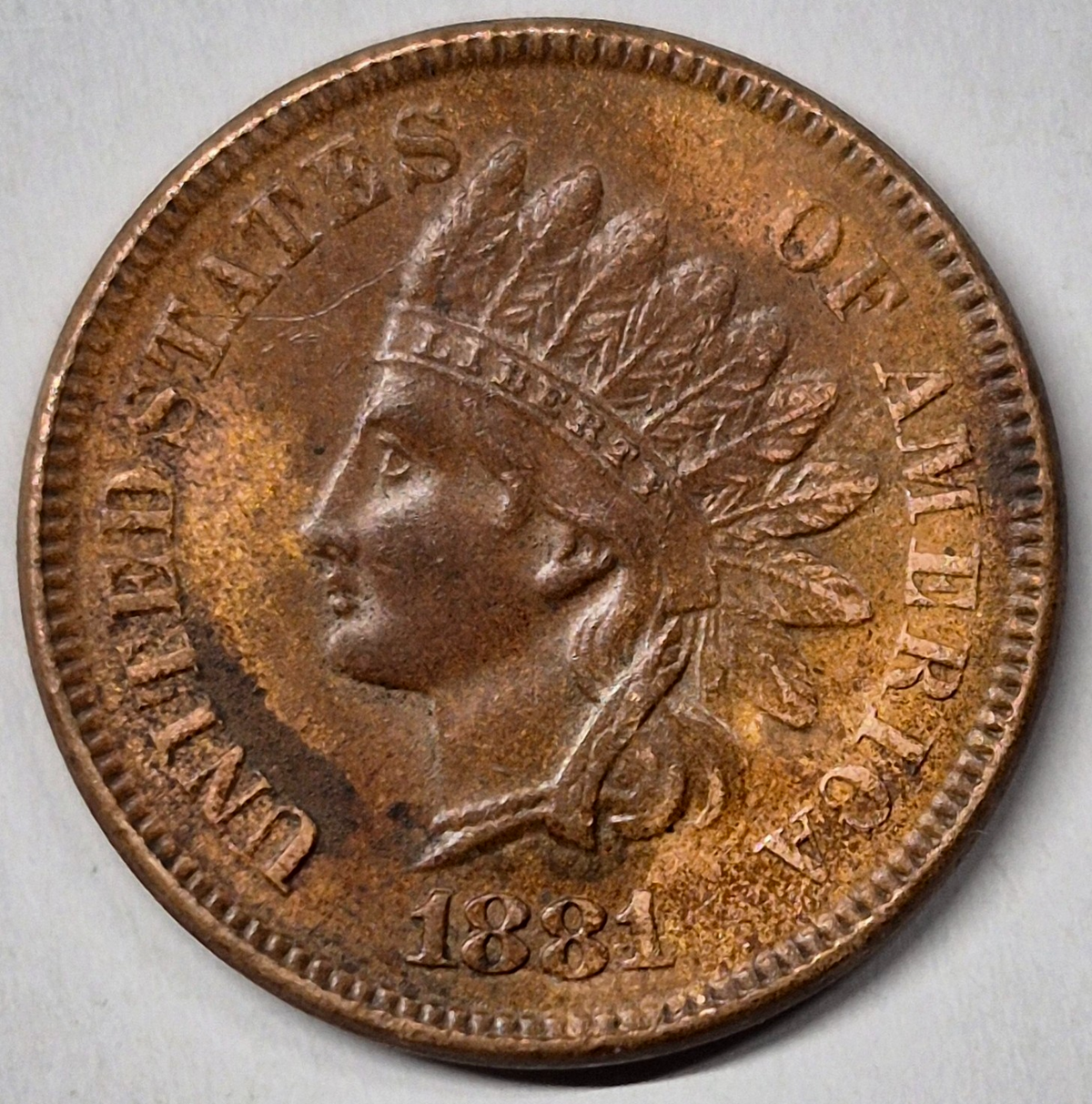 1881 Indian Head Cent Choice AU-MS Features High Grade Coin Shown 1C