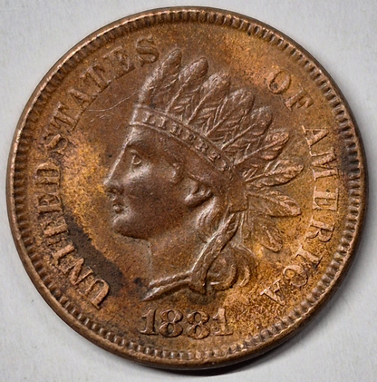 1881 Indian Head Cent Choice AU-MS Features High Grade Coin Shown 1C