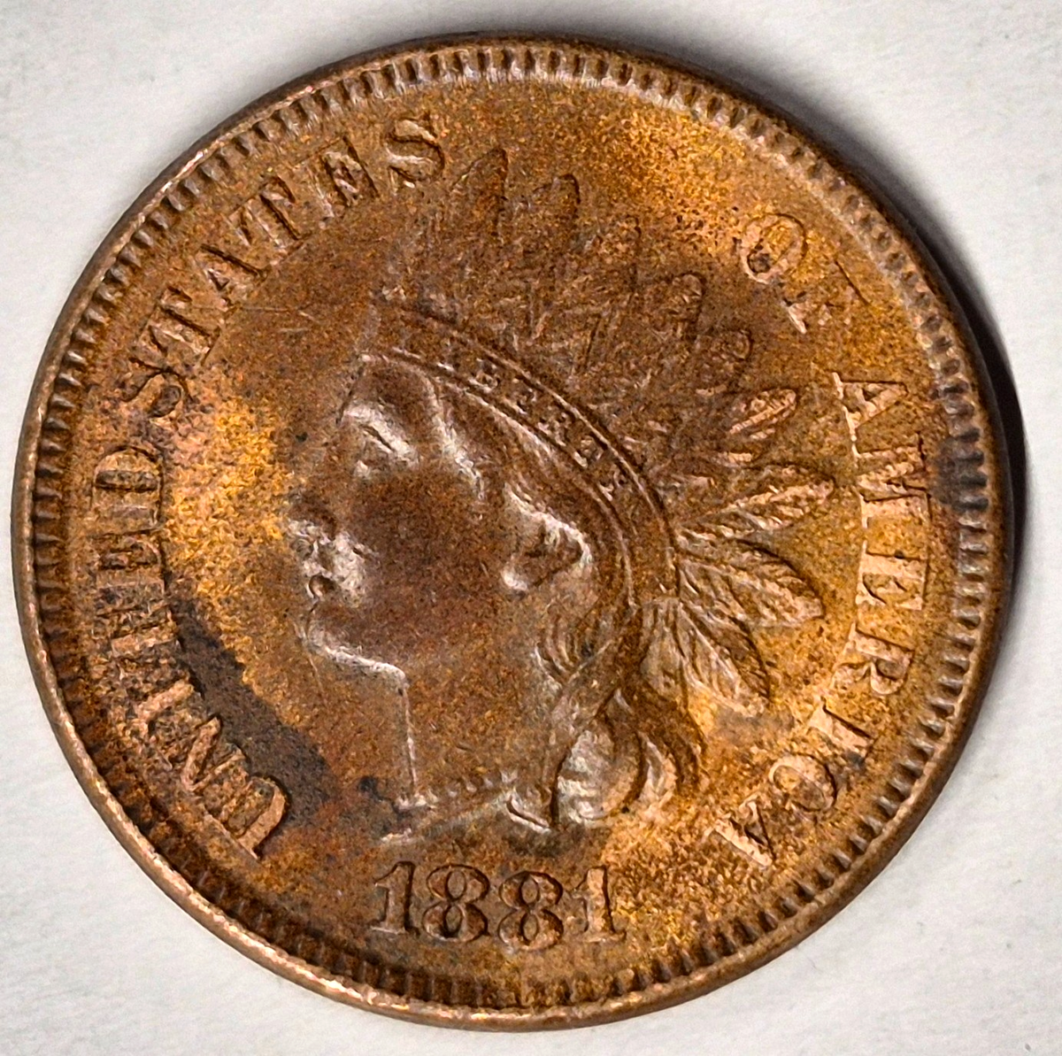 1881 Indian Head Cent Choice AU-MS Features High Grade Coin Shown 1C