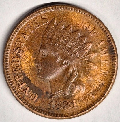 1881 Indian Head Cent Choice AU-MS Features High Grade Coin Shown 1C