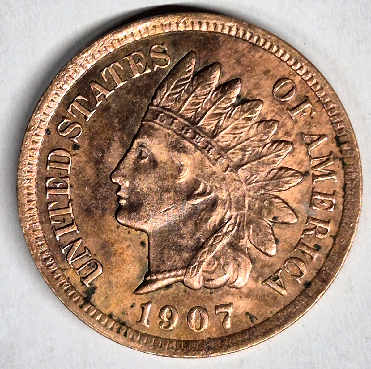 1907 Indian Head Cent Choice AU-MS Features High Grade Coin Shown 1C
