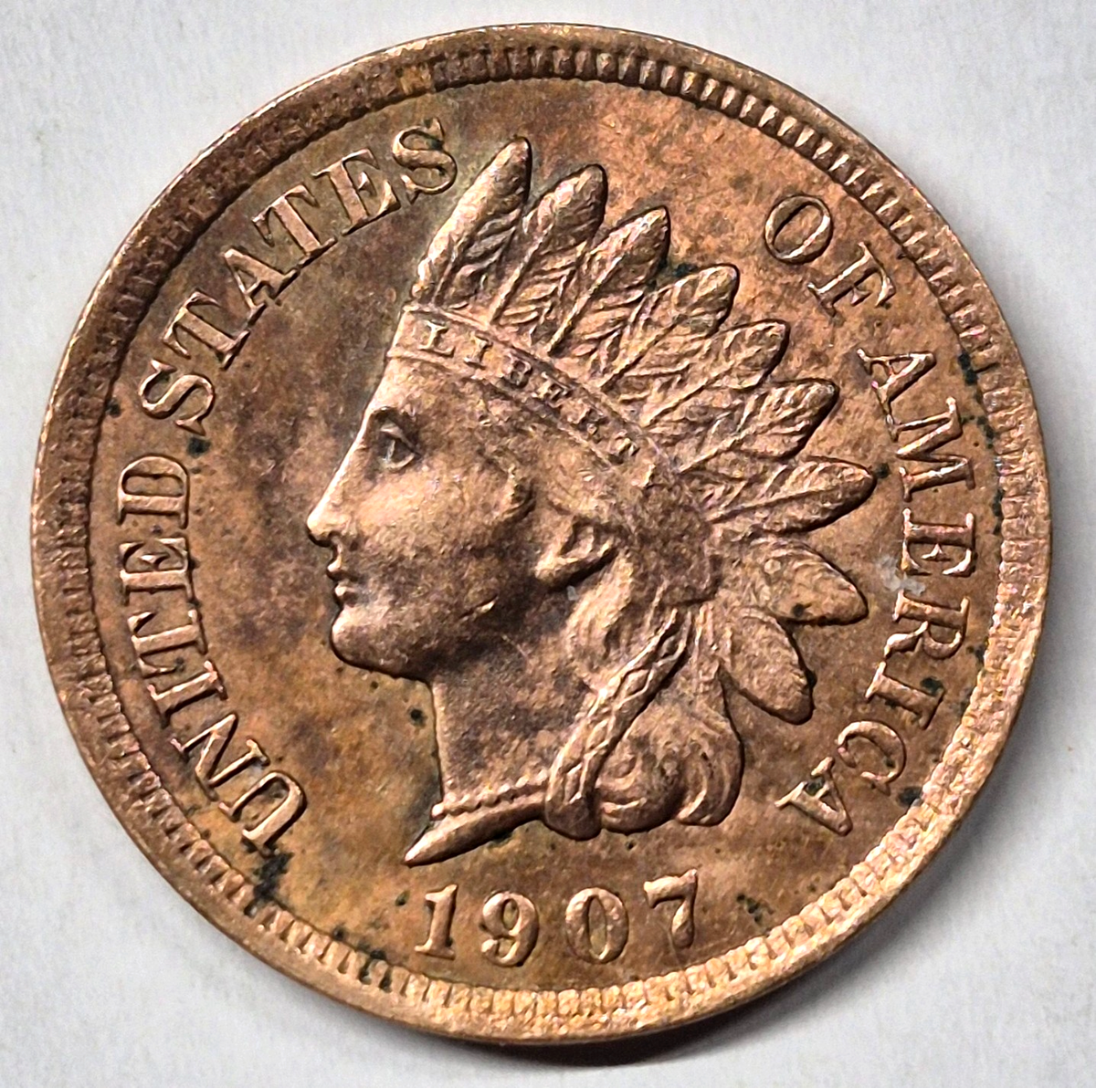 1907 Indian Head Cent Choice AU-MS Features High Grade Coin Shown 1C