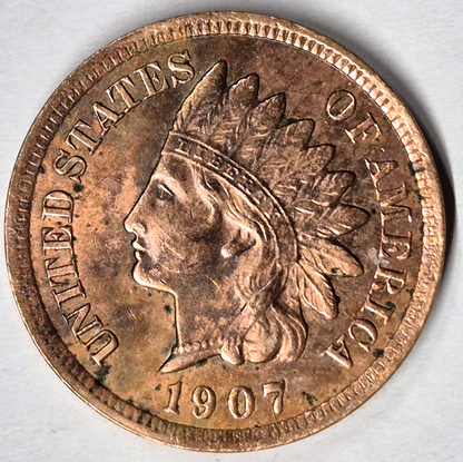 1907 Indian Head Cent Choice AU-MS Features High Grade Coin Shown 1C
