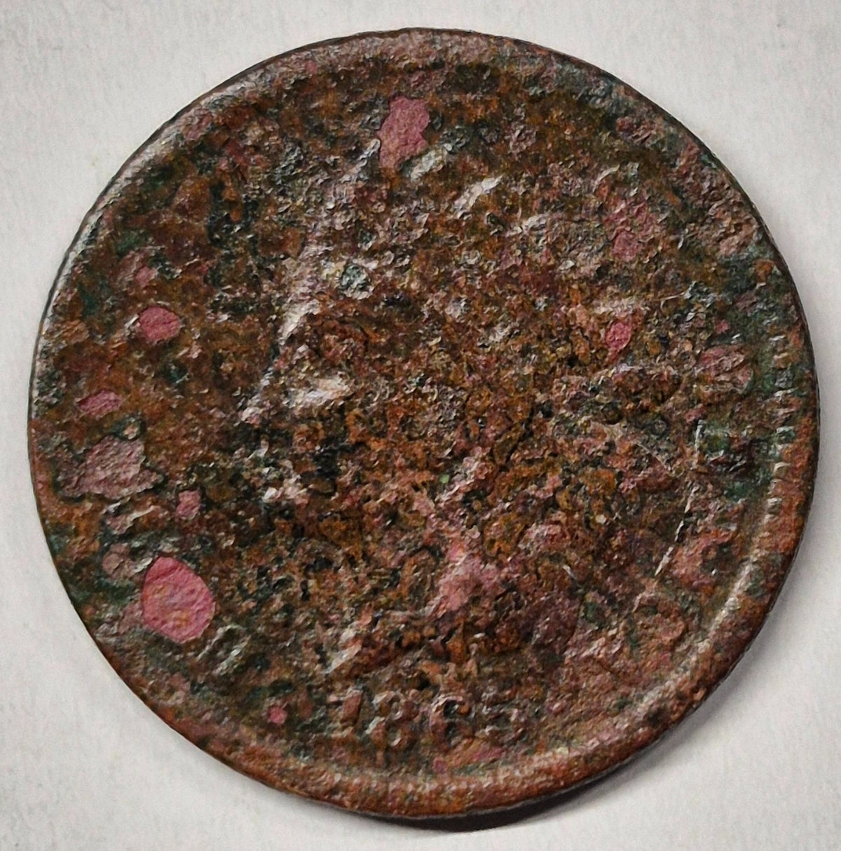 1865 Indian Head 1C AG or Less Features Corrosion 😎Reconditioner Challenge Coin