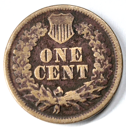 1860 Indian Head Cent Fine+ Features Type II Chunky Oak Wreath Shield Coin Shown