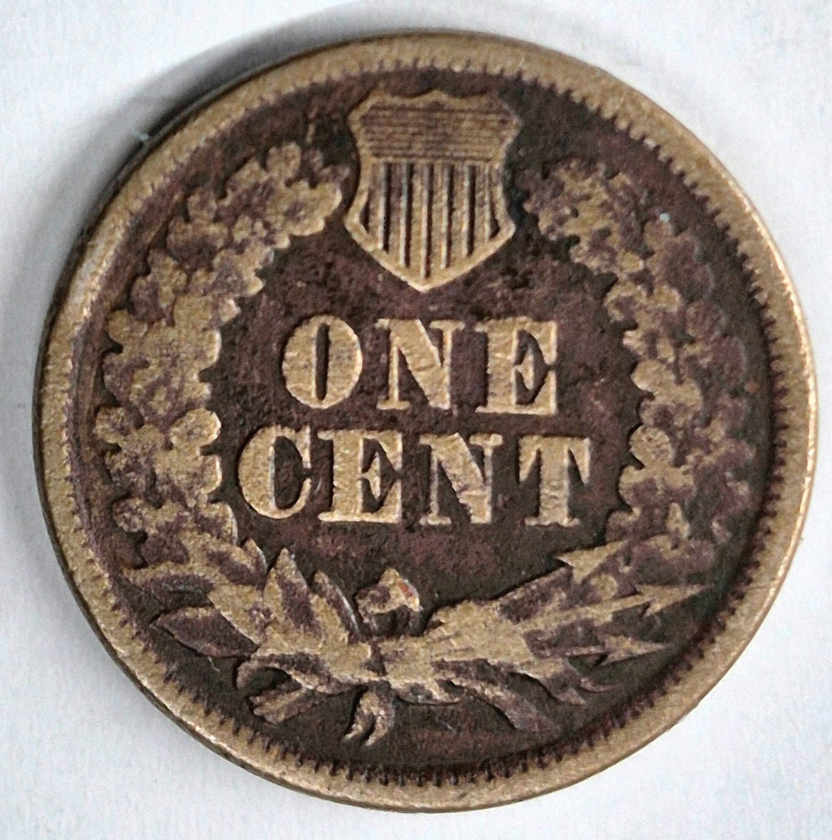 1860 Indian Head Cent Fine+ Features Type II Chunky Oak Wreath Shield Coin Shown