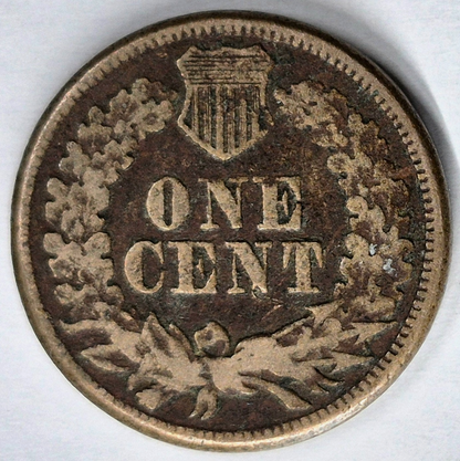 1860 Indian Head Cent Fine+ Features Type II Chunky Oak Wreath Shield Coin Shown
