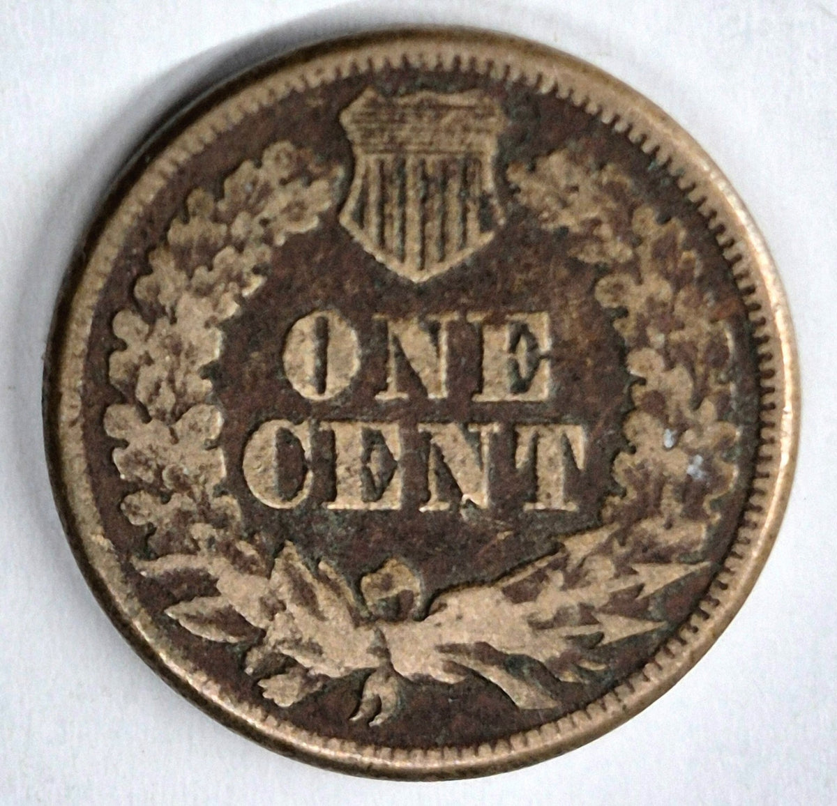 1860 Indian Head Cent Fine+ Features Type II Chunky Oak Wreath Shield Coin Shown