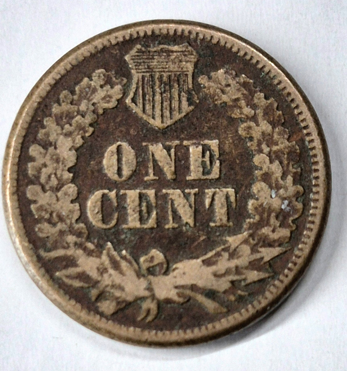 1860 Indian Head Cent Fine+ Features Type II Chunky Oak Wreath Shield Coin Shown