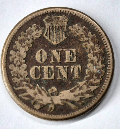 1860 Indian Head Cent Fine+ Features Type II Chunky Oak Wreath Shield Coin Shown