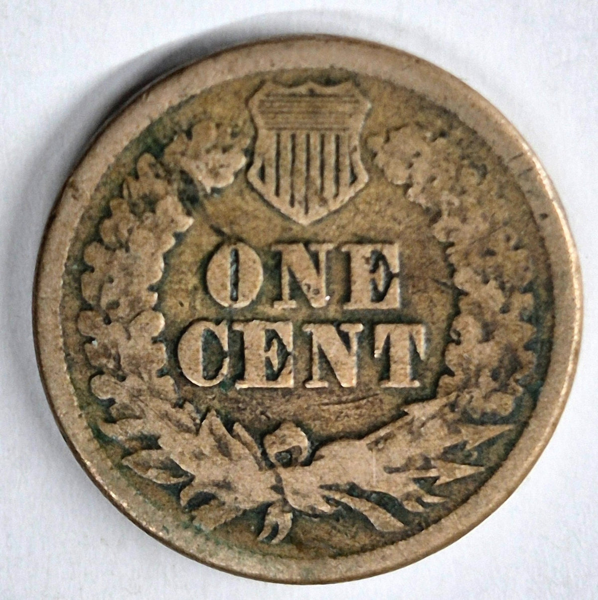 1860 Indian Head Cent Fine+ Features Type II Chunky Oak Wreath Shield Coin Shown