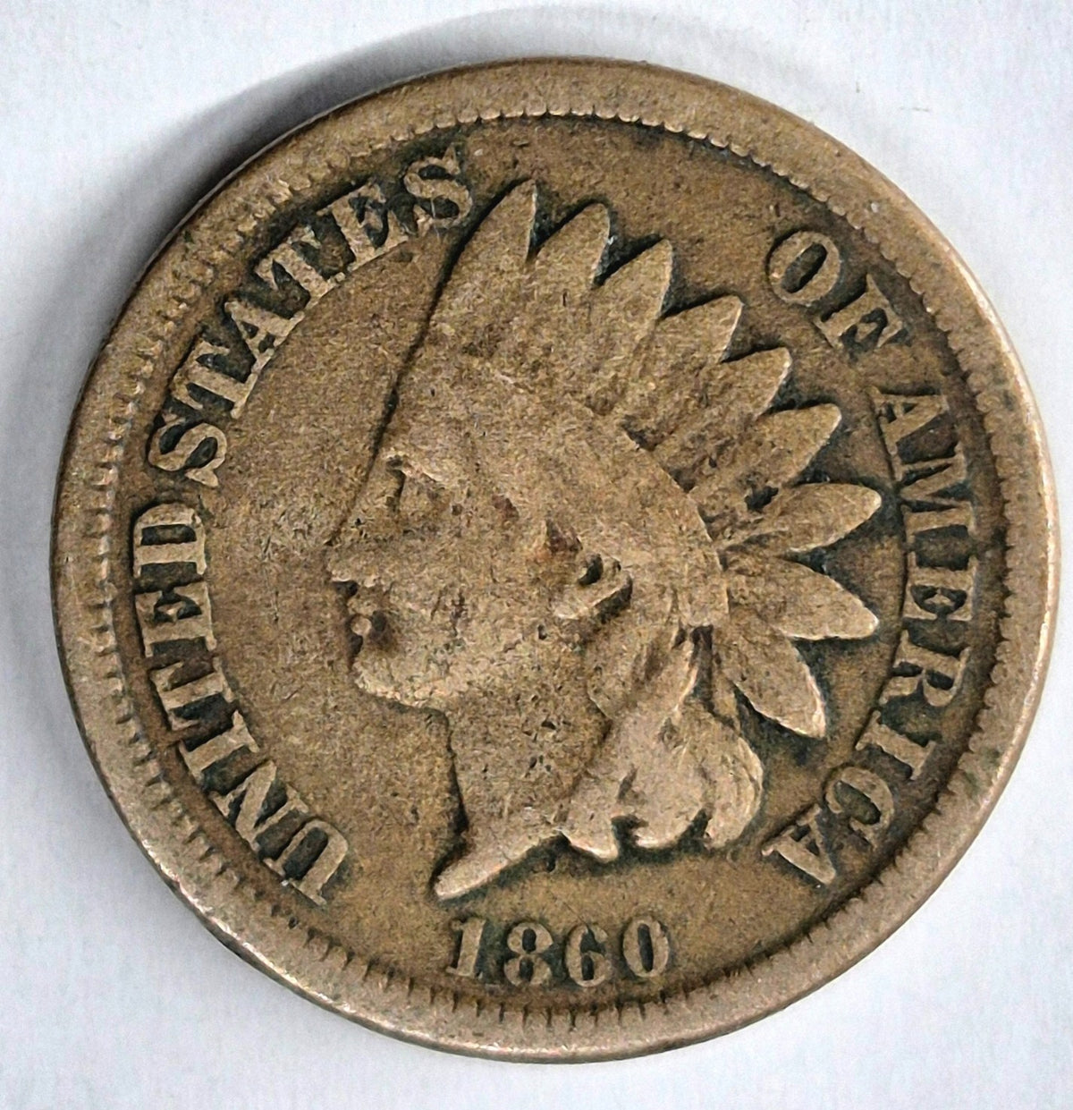1860 Indian Head Cent Fine+ Features Type II Chunky Oak Wreath Shield Coin Shown