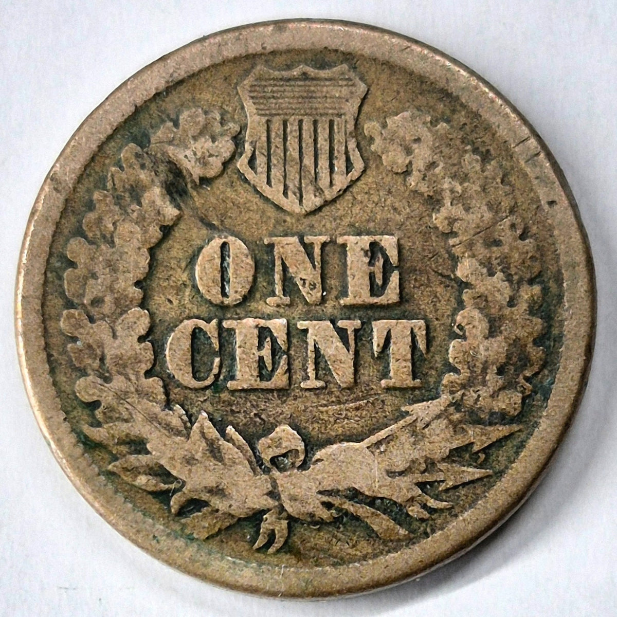1860 Indian Head Cent Fine+ Features Type II Chunky Oak Wreath Shield Coin Shown
