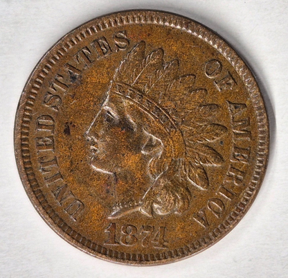 1874 Indian Head Cent Choice AU-MS Features High Grade Coin Shown 1C