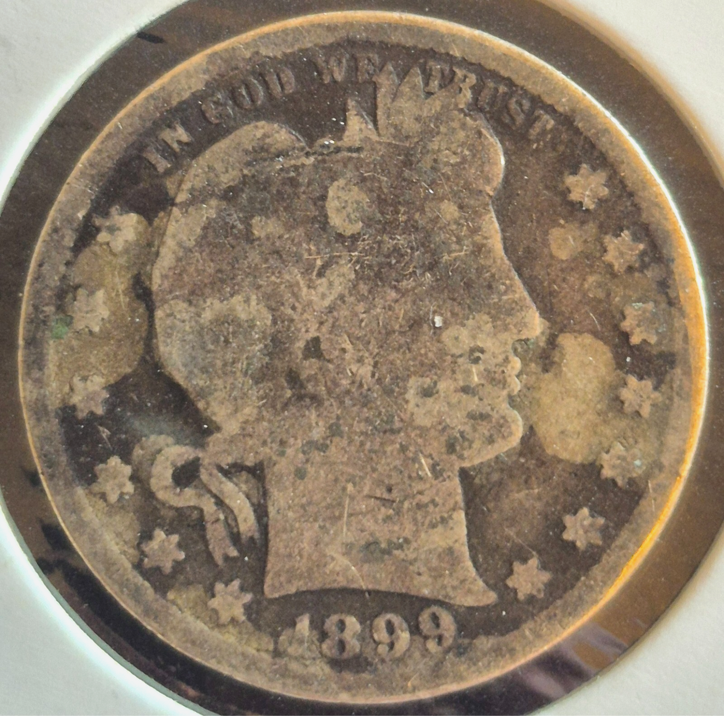 1899 Barber Silver Quarter 90% SILVER Coin Raw Circulated AG Features or Less 25