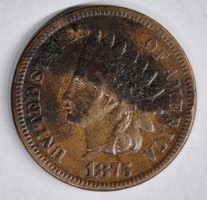 1875 Indian Head Cent Penny VF Features Liberty, Sheild Receive Coin Pictured 1C