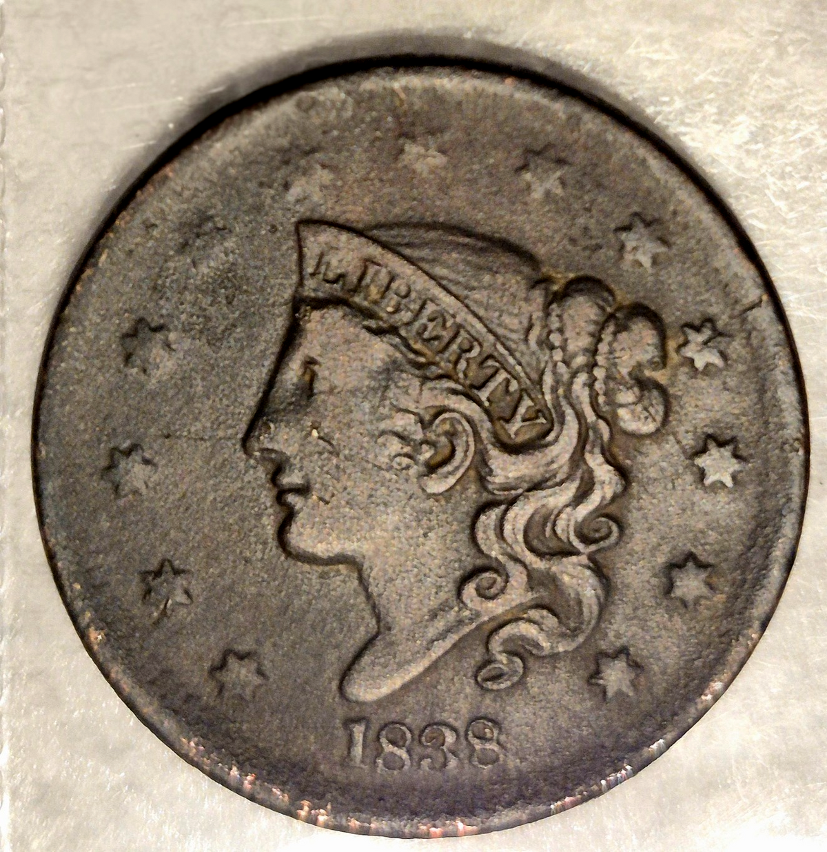 1838 Coronet Matron Head Large Cent Crisp Very Fine VF Features 1C Coin Shown