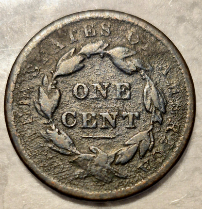 1838 Coronet Matron Head Large Cent Fine+ Features 1C Coin Shown