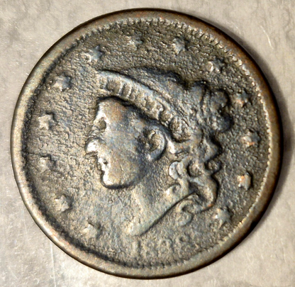 1838 Coronet Matron Head Large Cent Fine+ Features 1C Coin Shown