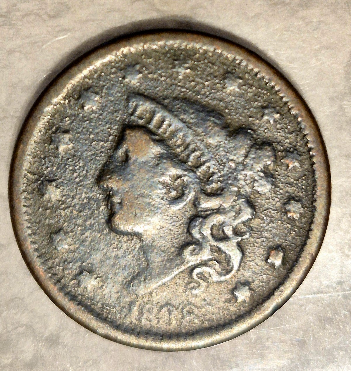 1838 Coronet Matron Head Large Cent Fine+ Features 1C Coin Shown