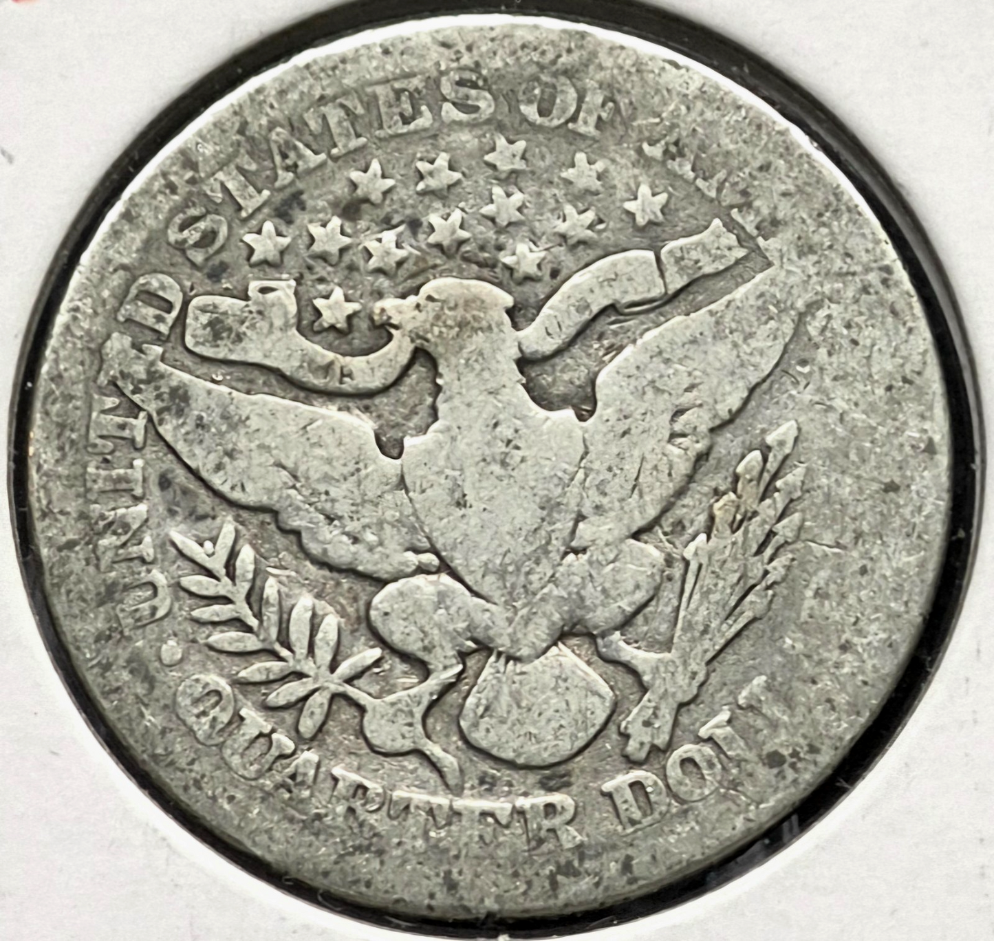 1901 Barber Silver Quarter 90% SILVER About Good or Less Condition 25C
