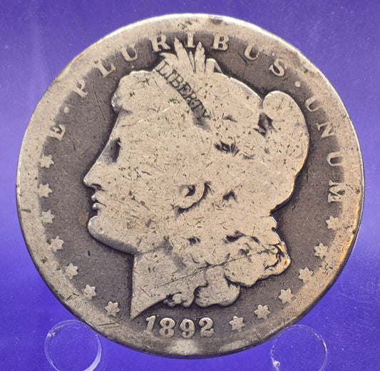 1892-CC Morgan 90% Silver $1 Dollar About Good AG Circulated Condition Key Date