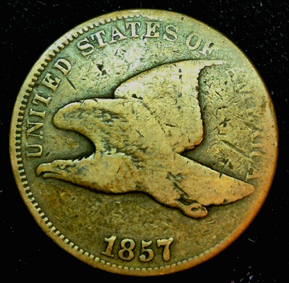 1857 Flying Eagle One Cent Strong G-VG Features 1st Small Cent Only Minted 3 Yrs