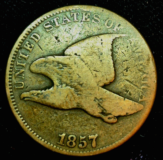 1857 Flying Eagle One Cent Strong G-VG Features 1st Small Cent Only Minted 3 Yrs