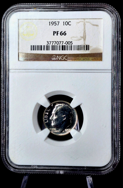 1957 Proof Roosevelt 90% Silver Dime 10C NGC PF66 Collectable NGC Brown Label