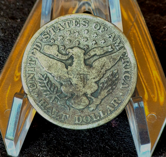 1907-S Barber Half Dollar 90% Silver G+ Features Partial Motto 50C
