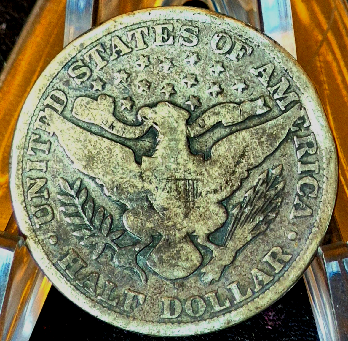 1907-S Barber Half Dollar 90% Silver G+ Features Partial Motto 50C