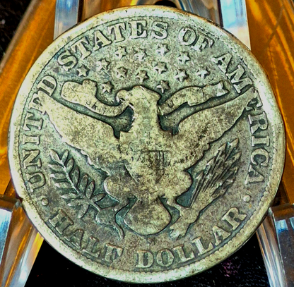1907-S Barber Half Dollar 90% Silver G+ Features Partial Motto 50C