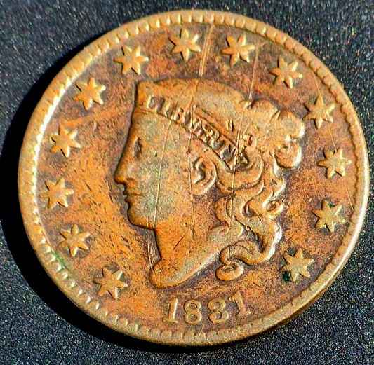 1831 Coronet Matron Head Large Cent Fine+ Features 1C N10 R3 Large Letters