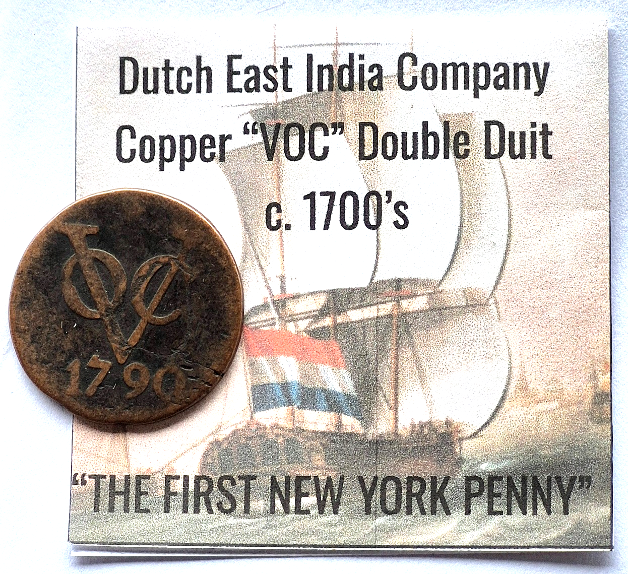 1790 DOUBLE DUIT VOC Netherlands -Holland Dutch East India Company Colonial Coin