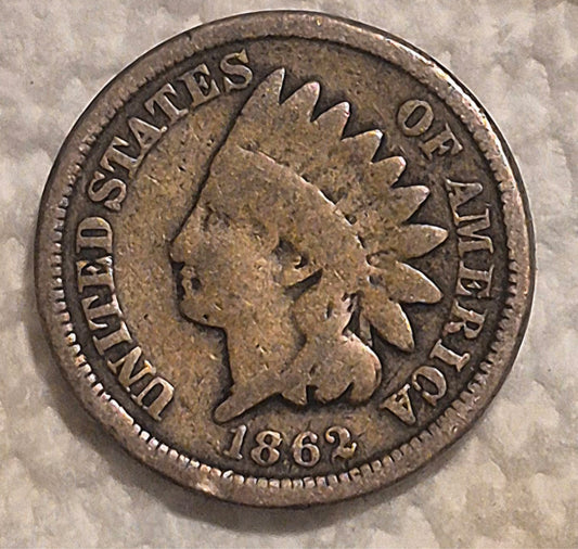 1862 Indian Head Small Cent Collector Fine+ Features 1C Penny