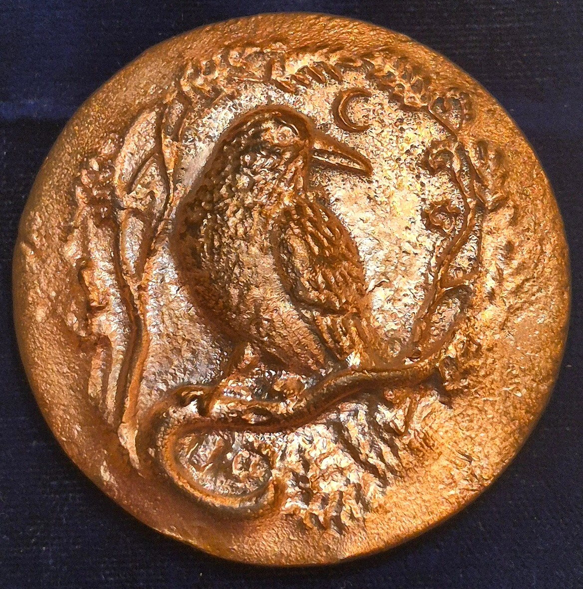 3.5 Oz Copper Hand Poured Raven Copper Bullion .999 Fine High Relief, One Of One