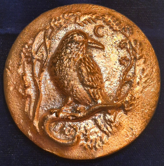 3.5 Oz Copper Hand Poured Raven Copper Bullion .999 Fine High Relief, One Of One