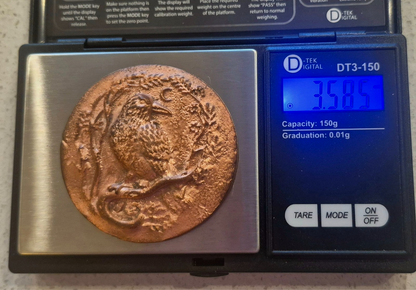 3.5 Oz Copper Hand Poured Raven Copper Bullion .999 Fine High Relief, One Of One