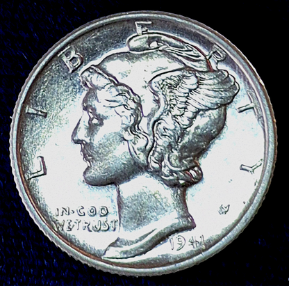 1941-S Mercury Dime 10C 90% Silver Crisp AU-MS Features 10C